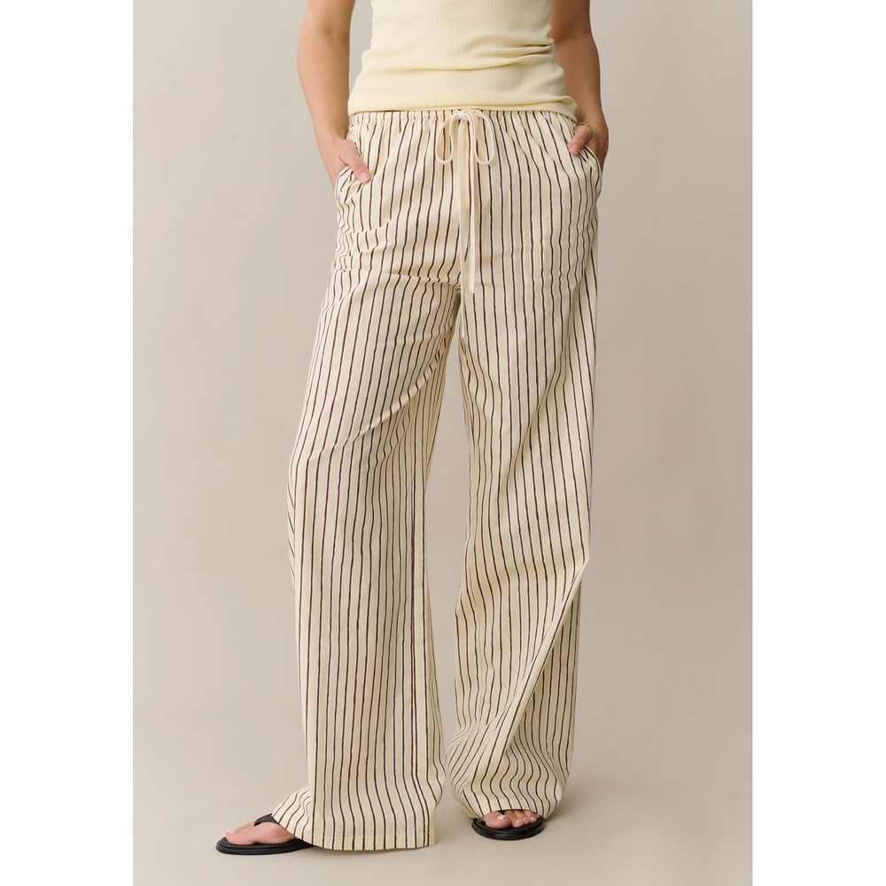 NWT CAARA Beatriz Cotton Pant in Butter Cacao Stripe Print - Size Small